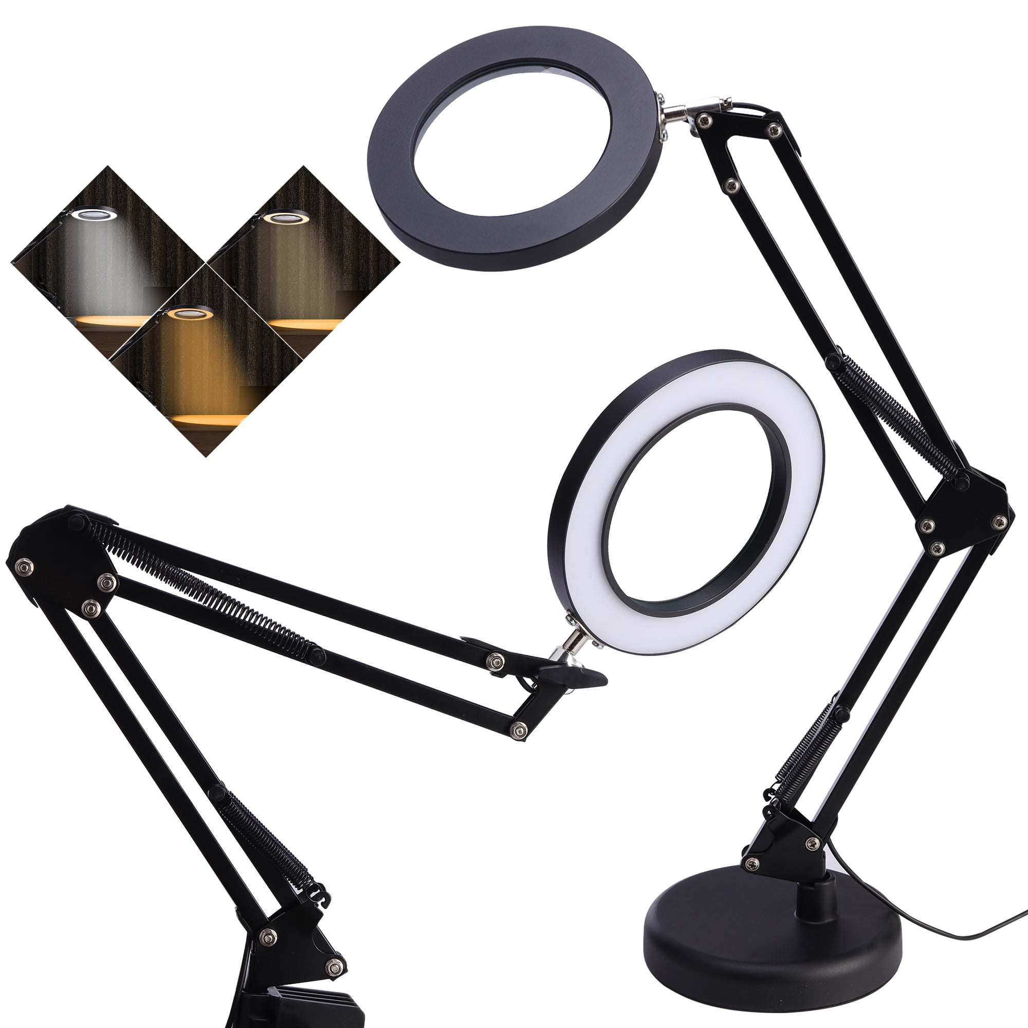 SHCKE LED Magnifying Lamp with Clamp, LED Magnifying Lamp Adjustable