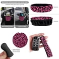 thumbnail image 6 of HUISEFOR 15 Pcs Pink Leopard Print Car Seat Covers Full Set for Women Men with Seat Belt Cover Car Trash Can Air Vent Storage Bag Rear View Mirror Cover Keychain Coasters Suitable for Most Cars SUV, 6 of 7