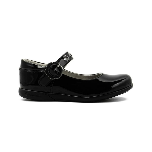 Zapato Escolar Karsten para Niña Charol Florecita con Soporte Arco Negro 22
