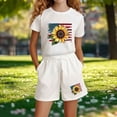 thumbnail image 5 of SELONE Girls Summer Outfits 2 Piece Sets Stars and Stripes Big Kids Wear T Shirts and Shorts 4th of July Clothing, 5 of 5