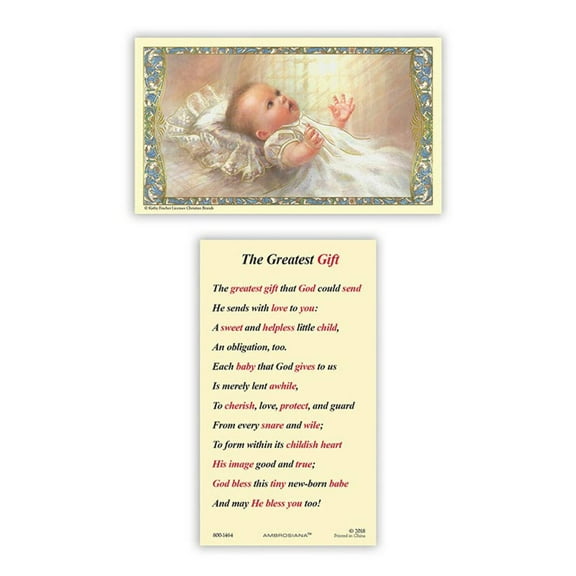 Baptism - The Greatest Gift Holy Card