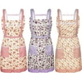 thumbnail image 1 of 3 Pieces Kitchen Floral Aprons Soft Flower Aprons Women Chef Aprons Adjustable, 1 of 5