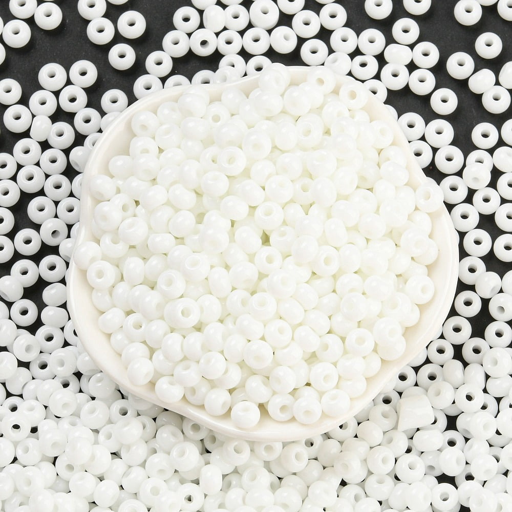 1 Pound Imitation Jade 3/0 Glass Seed Beads Luster Baking Paint Round White 5.5x3.5mm Hole: 1.5mm