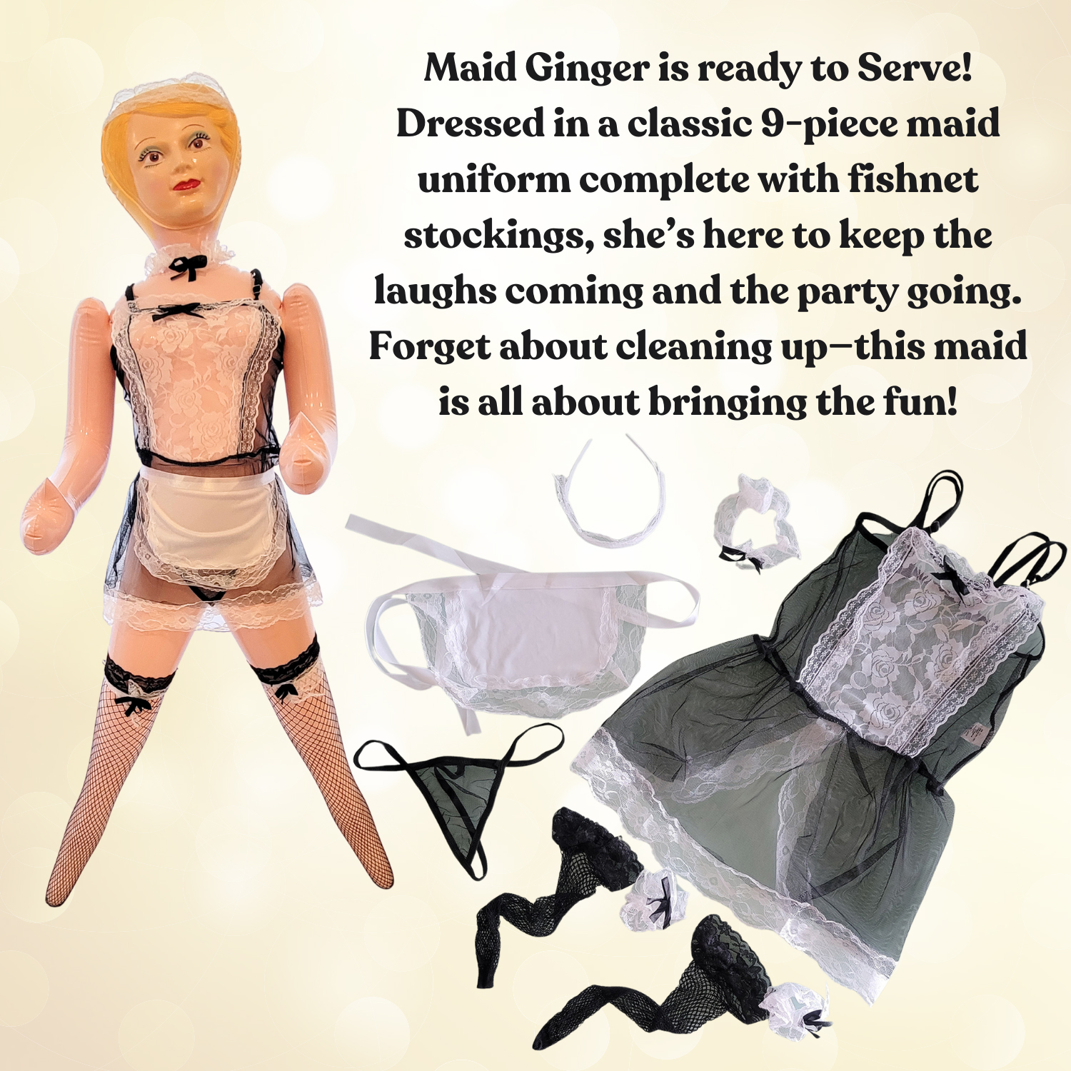 Merrimix 59" Ginger Inflatable Doll with Maid Costume