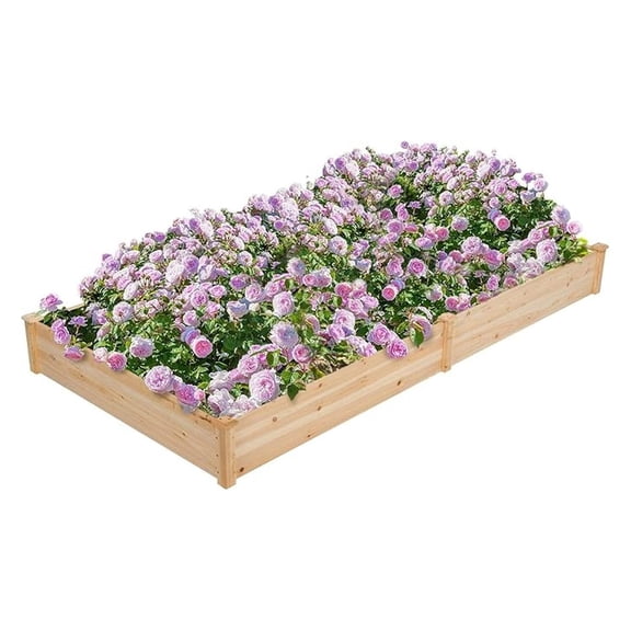 8×4ft Horticulture Raised Garden Bed 93 x x 10in Wooden Planting Box in Backyard/Patio Outdoor, Natural Wood 1