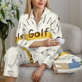 thumbnail image 6 of Yiaed Golf Icons And Golfer Print Pajamas Women's Long Sleeve Sleepwear Soft Button Down Loungewear Pjs Lounge Set Nightwear Womens Pajama Pants-X-Large, 6 of 7