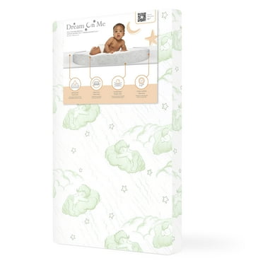 Dream On Me Aster 1.5" Fiber Portable Mini Crib Mattress, Green