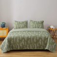 thumbnail image 2 of Floral Quilt Sets Queen Size Reversible Countryside Bedspread Coverlets Lightweight Sage Green Botanical Quilt Bedding White Plants Bed Covers Soft Home Collections,1 Piece Quilt with 2 Pillow Shams, 2 of 7