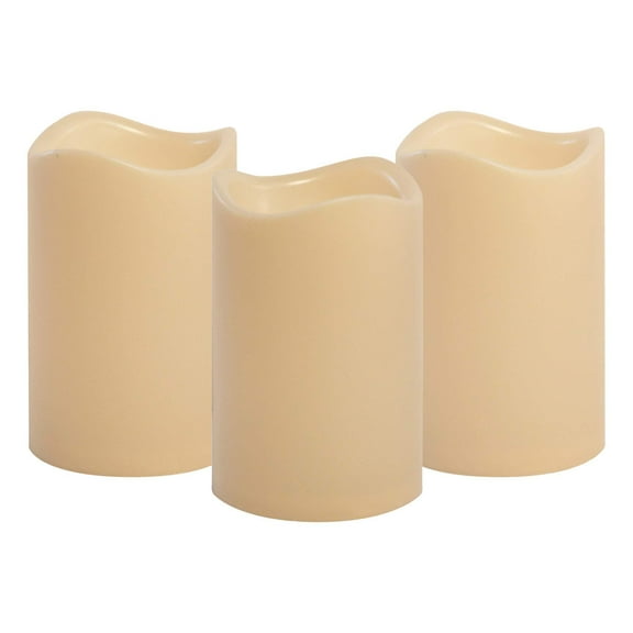 LumaBase Battery Operated LED Pillar Candles - Cream Colored (Set of 6)