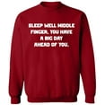 thumbnail image 2 of OXI Crewneck Sweatshirt - Sleep Well Middle Finger, Basic Casual Sweatshirts for Men's and Women Fleece Sweatshirt Long Sleeve - Antiquee Cherry 2X-Large, 2 of 2