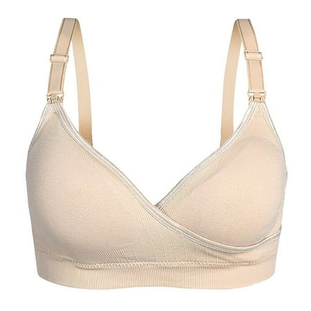 

BIZIZA Push Up Bras for Women Maternity Hands Free Nursing Comfortable Solid Color Lingerie Wireless
