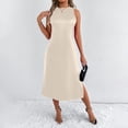 thumbnail image 5 of Women's Sleeveless Round Neck Split Hem Dress - Flowy Casual Summer Party Outfit - Loose Fit - XS-XXL Sizes, 5 of 8