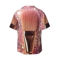 thumbnail image 6 of Lsque Makeup Brush on Pink Glitter print Men's Cuban Collar Short Sleeve Shirt Summer Beachwear Casual Button Down Fashionable Vacation Leisure Shirt-Large, 6 of 7