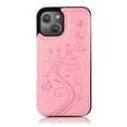 thumbnail image 3 of Compatible with iPhone 14 Case Wallet with Card Holder,Embossed Butterfly Pattern PU Leather Double Magnetic Buttons Flip Shockproof Protective Cover for iPhone 14 6.1 Inch, Pink, 3 of 9