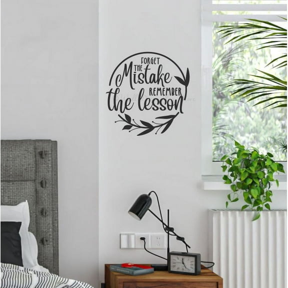Forget Mistake Remember Lesson Wall Decals Quotes Motivational - Decals for Classroom - Vinyl Wall Art Sticker - Matte Vinyl Wall Decal Sayings for Wall Décor 11.5x11.5- Inch Black