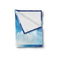 thumbnail image 2 of Graphic Beach Soft Flannel Fleece Throw Blanket, Sea Horizon Sandy Coast and Cloudy Sky Image, Cozy Plush for Indoor and Outdoor Use, 60" x 80", Persian Blue Orange, by Ambesonne, 2 of 5