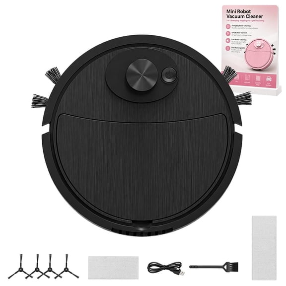 Mini Robot Vacuum Cleaner, 3 in 1 Rechargeable Sweeping and Mopping Machine, One Button Low Noise Automatic Floor Cleaner for Pet Hair, Dust, Debris, Office Desk, Car Surface