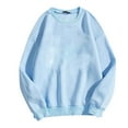 thumbnail image 2 of Women's 2PC Sweatsuits Long Sleeve Crewneck Sweatshirt Elastic Waist Solid Cuffed Joggers Loungewear Sets with Pockets Light Blue M, 2 of 5