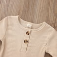 thumbnail image 6 of Okbabeha Newborn Baby Girl Boy Fall Onesie Knit Ribbed Long Sleeve Romper Jumpsuit Button Jumpsuit Onepiece Winter Outfit, 6 of 7