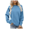 thumbnail image 2 of MEZZALL Women Sweatshirts Solid Color Long Sleeve Crew Neck Pullover Casual Loose Fit Athletic Tops Basic Daily Outdoor Leisure Travel, 2 of 5