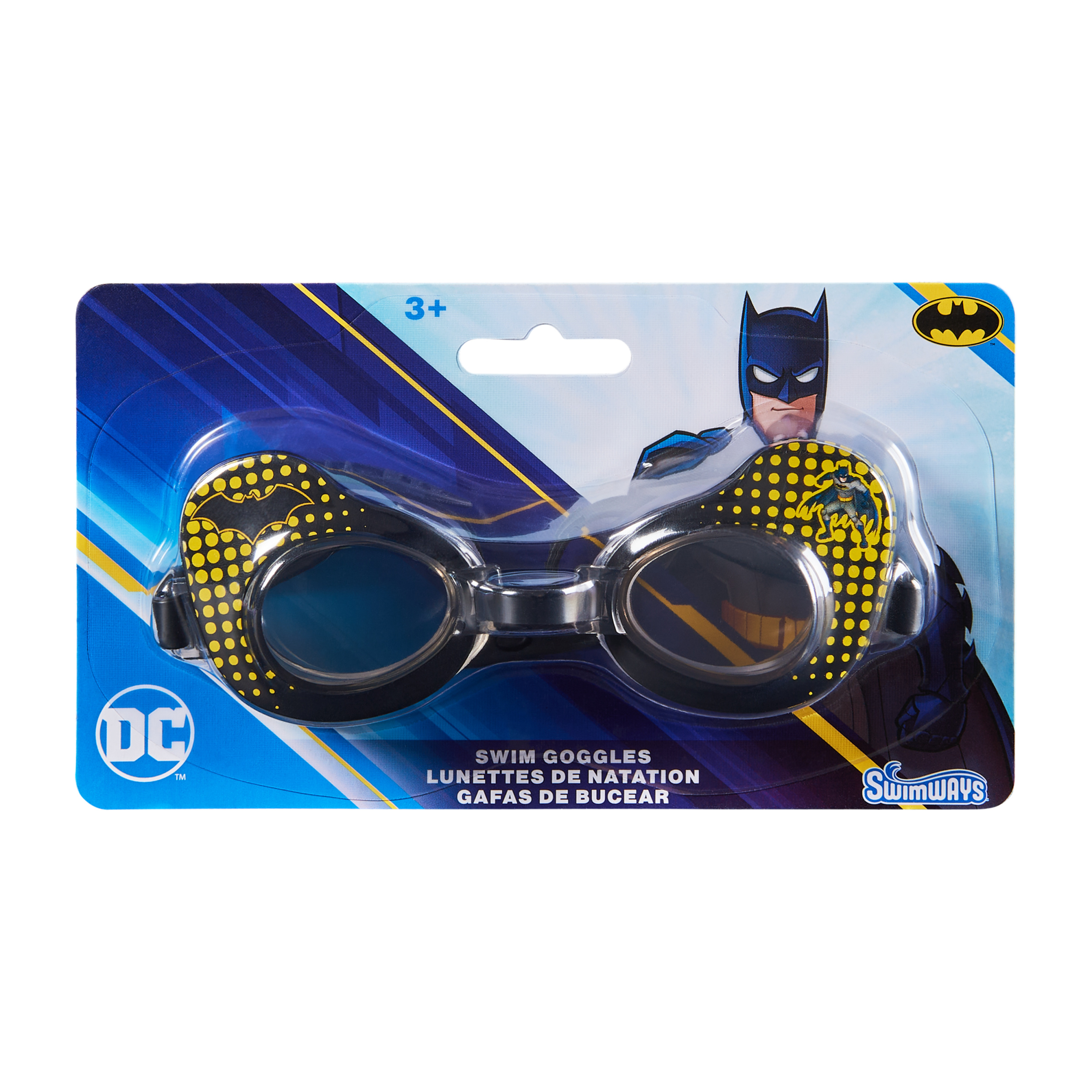 Swimways DC Batman Swim Goggles, Swimming Pool Accessories for Kids Aged 3 & Up, Batman