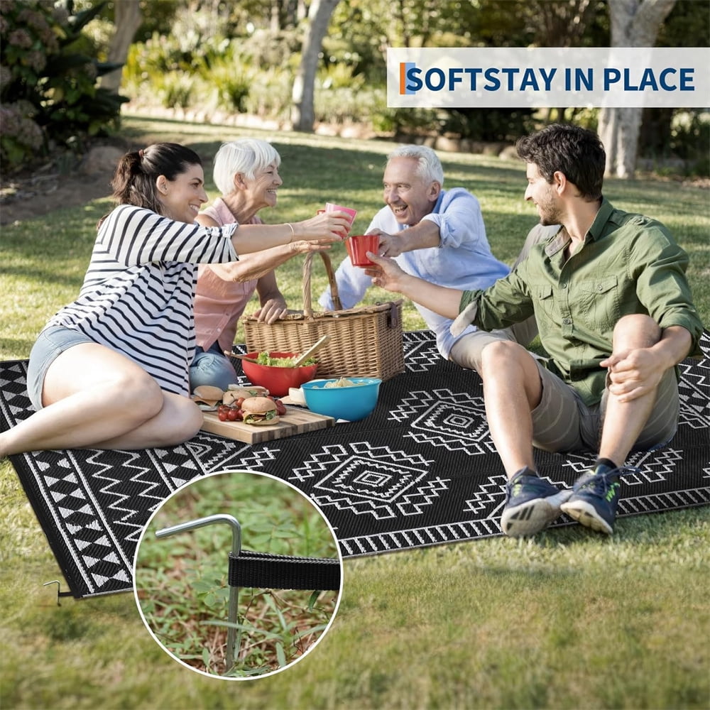 Outdoor Rug for Patio Waterproof 8×10ft/9×12ft/9×18ft Outdoor Reversible Plastic Straw Rug Large RV Mat Outside Camping Carpet for Deck Backyard Balcony Picnic Garden Picnic