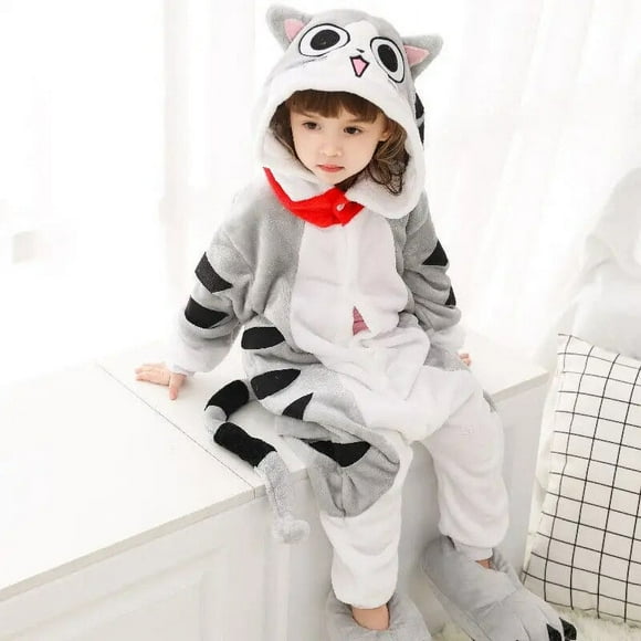 Combinaisons à capuche une pièce pour enfants, pyjama chaud d'hiver en polaire, vêtements de nuit pour enfants, Halloween, noël, Cosplay