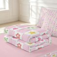thumbnail image 6 of Manfei Modern Checkered Zipper Twin Comforter Sets with Fitted Sheet and 2 Pillowcases,Romantic Flowers Zipper Bedding Set,Pink White,Pink Reversible,4pcs, 6 of 8