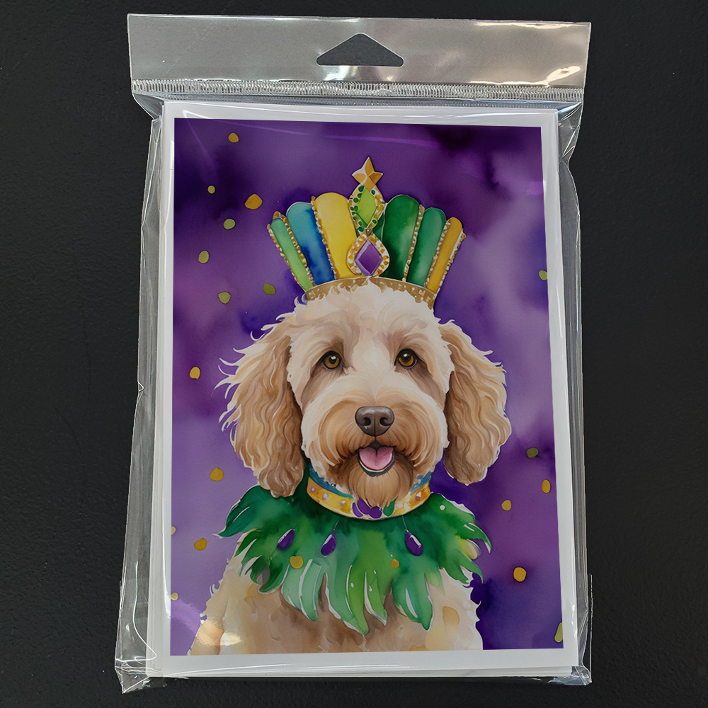 Labradoodle King of Mardi Gras Greeting Cards Pack of 8 7 in x 5 in