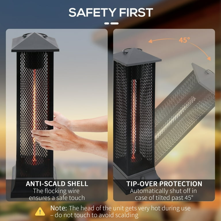 Outsunny Electric Patio Heater with Tip-Over Protection, 1500W Outdoor  Heater, Space Infrared Heater with IP54 Rating, Handle and Flocking Finish,  Black - Walmart.com