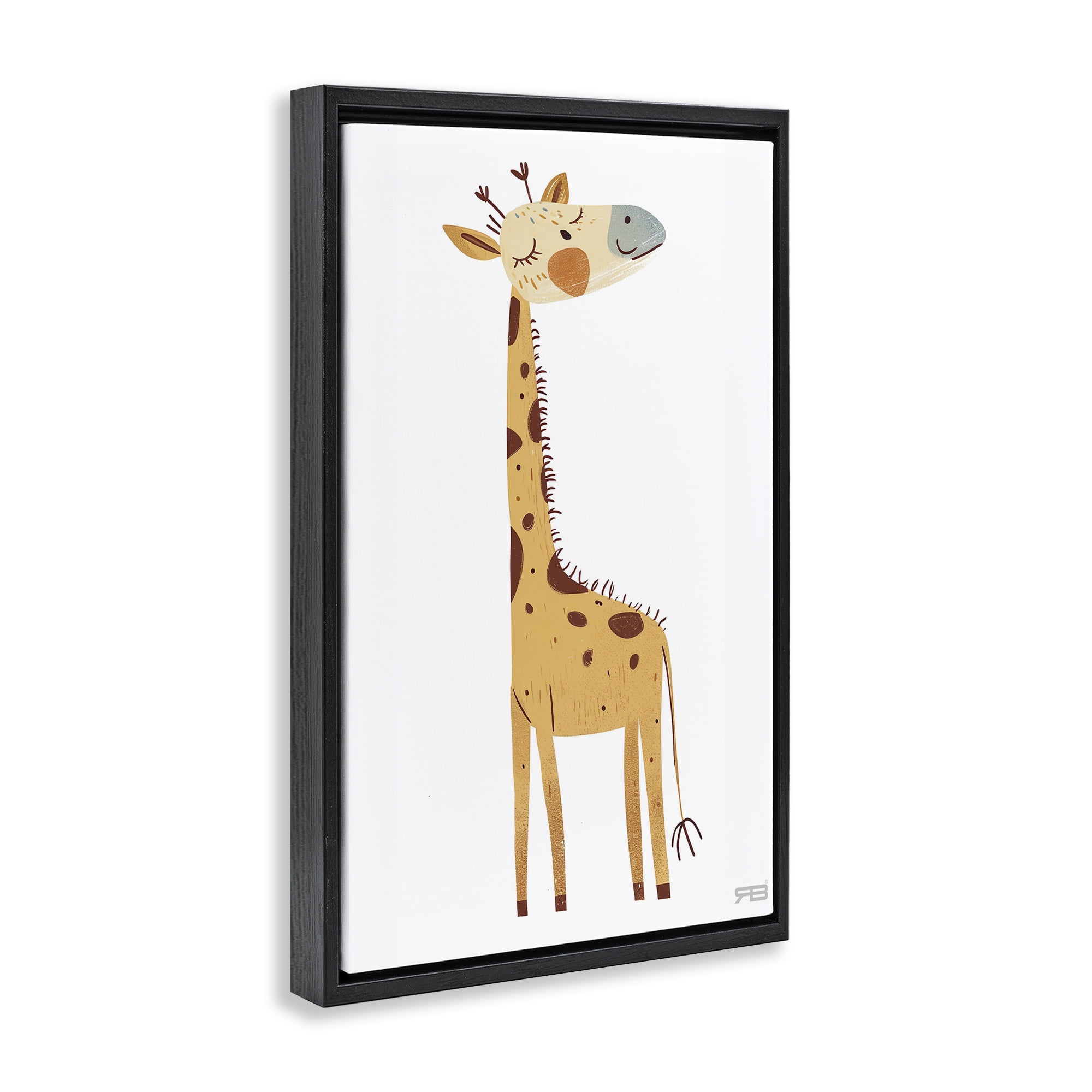 Stupell Industries Happy Giraffe Winking Animals & Insects Painting Black Floater Framed Art Print Wall Art, 17 x 25