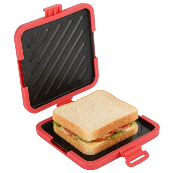 Microwave Breakfast Sandwich Maker, Speedy Heat-Up Egg Cooker & Panini Maker, Dual-Side Heating, Non-Stick Coating, Grease-Reducing Grill Pan, Long-Lasting Plastic & Metal