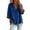 *1-Blue, variant on Women's Cotton-Linen Look Long Sleeve Button Down Shirts,Ladies V-Neck Ruffle Collar Tops,Breathable Summer Office Daily Wear Blouses For Women,White,S-2XL
