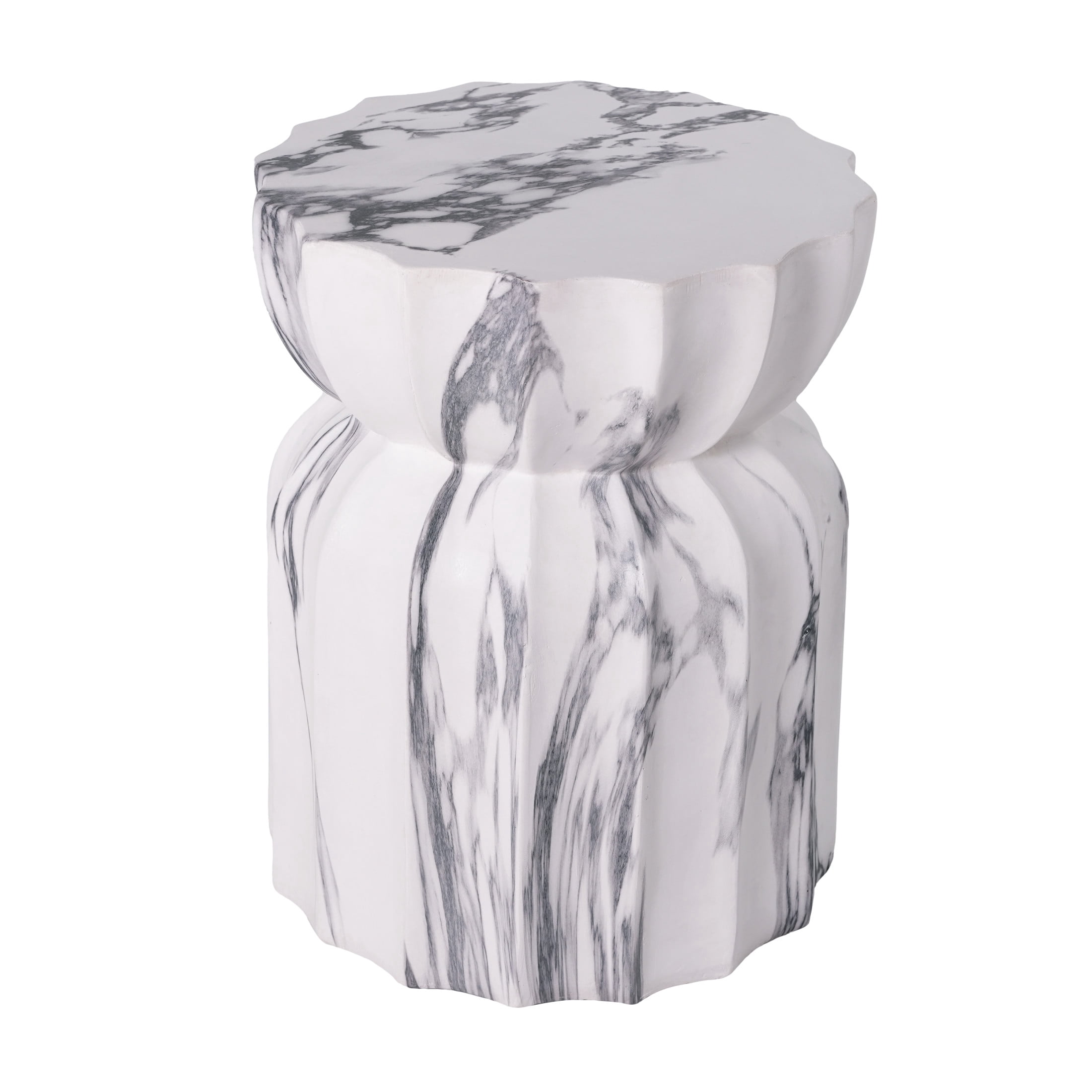 Christopher Knight Home 18.9" Lightweight Concrete Fluted Hourglass Accent Side Table, Marble