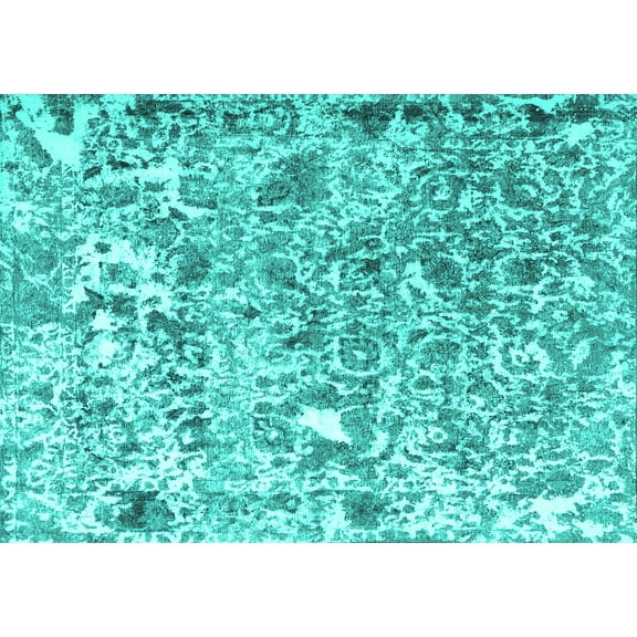 Ahgly Company Machine Washable Indoor Rectangle Persian Turquoise Blue Traditional Area Rugs, 5' x 7'