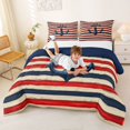 thumbnail image 3 of spefrowx Striped Vintage Anchor Queen Comforter Set for Kids, Retro Red Blue Abstract Comforter Sets Queen, Navy Reversible, 3-Piece, 1 Comforter and 2 Pillowcases, 3 of 6