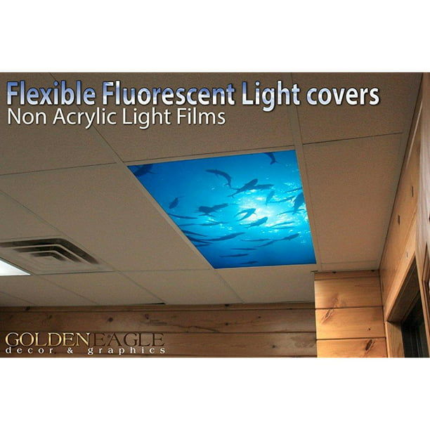 Schooling Fish 2ft X 4ft Drop Ceiling Fluorescent Decorative Light Cover Skylight Com - Fluorescent Ceiling Light Covers Plastic