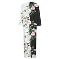 thumbnail image 4 of Puntoco Traje De Pantalón Y top De Cuello Redondo De Manga Larga Con Estampado Informal De Verano Para Mujer Negro L, 4 of 5