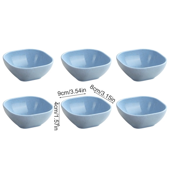 Rkxzt Plastic Condiment Dish 6PC Square Seasoning Plates 4"Wheat Straw Sauce Dishes Stackable Condiment Bowls Kitchen Dining