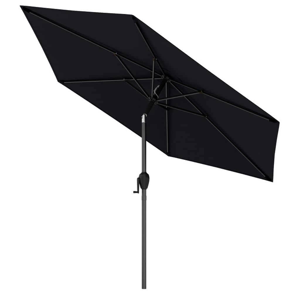 Demifill 7.5 Feet Outdoor Patio Heavy Duty Market Umbrella, Shade with Push Button Tilt for Patio, Garden, Backyard, Black