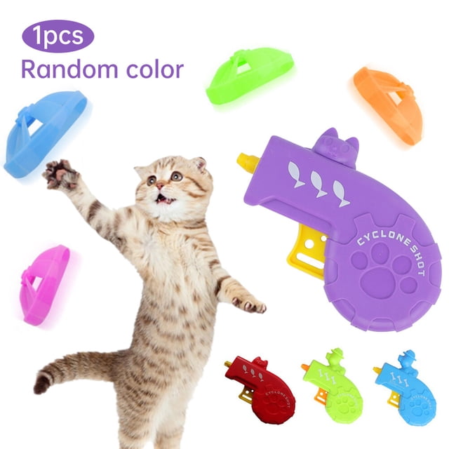 BEADCEST 1Pc Cat Toy Launch Flying Disc Saucer Launcher Plastic Random Color