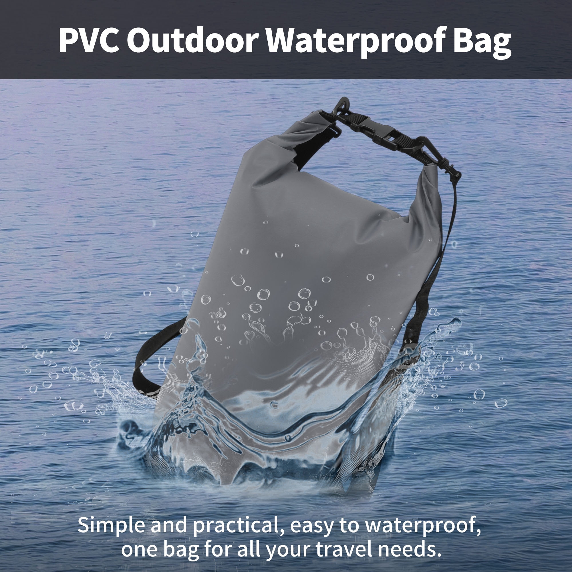Unique Bargains Durable Waterproof Dry Bag Grey Pattern 2