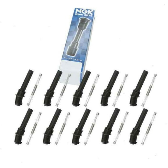10 pc NGK Ignition Coil Boots compatible with Ford Excursion 6.8L V10 2000-2005