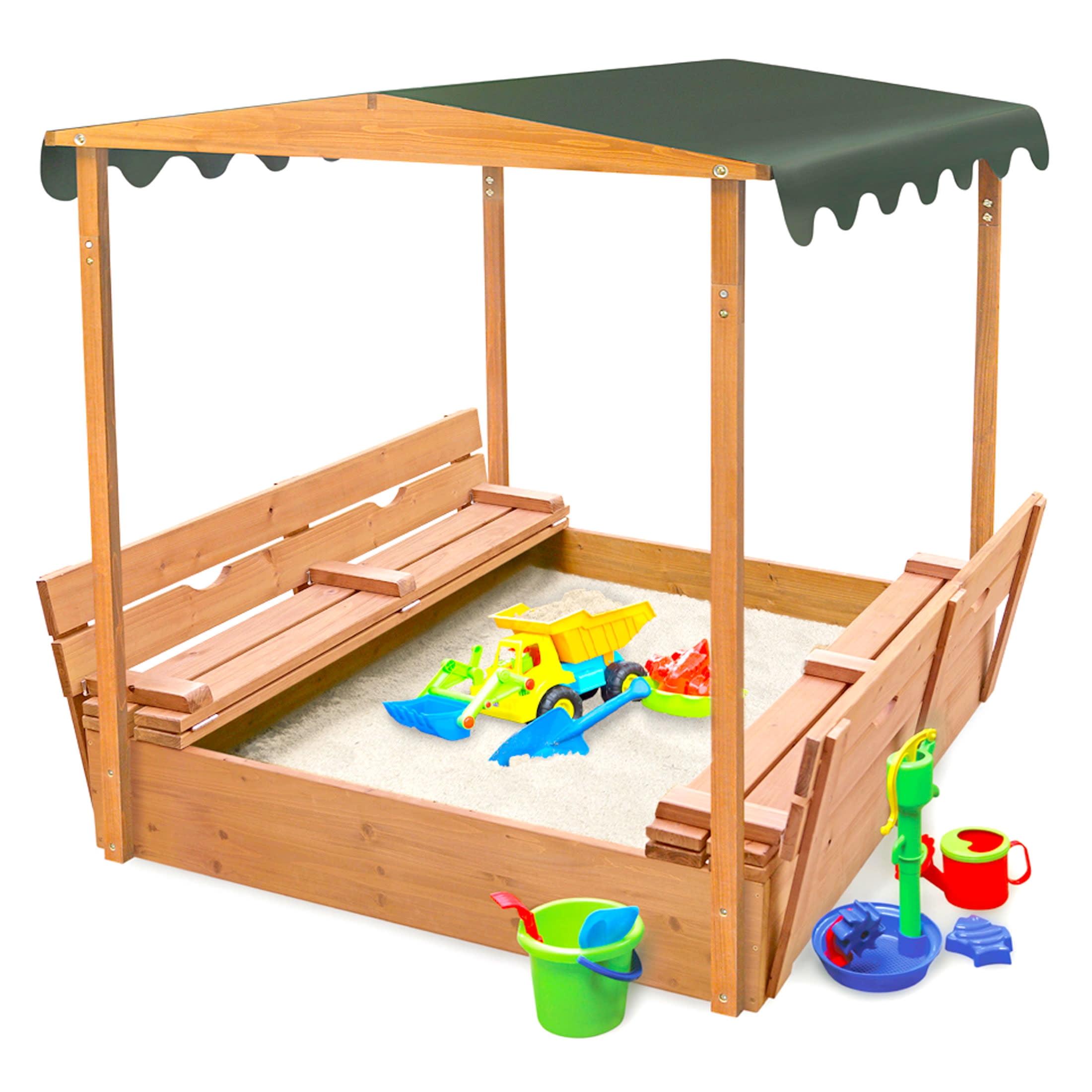 Badger Basket Covered Convertible Cedar Sandbox with Canopy and