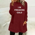 thumbnail image 2 of WREESH Womens Fashion Sweatshirt Fuzzy Fleece Crewneck Sweatshirt Print Pullover Plus Size Long Sleeve Tops Round- Neck And Winter Loose Pocket Warm Blouse Tops Wine, 2 of 4