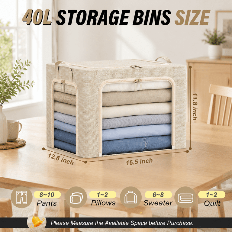 3-side Access Clothes Storbwith Metal Frame Foldable Fabric Boxes Cedar ...