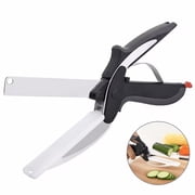 2-in-1 Food Cutter Scissors, Sharp Stainless Steel Blade, Comfort Non-Slip Grip Handle, Multi-Purpose Kitchen Vegetable Chopper for Fruits Veggies and Cooked Food