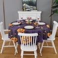 thumbnail image 2 of Halloween Pumpkin Bat Pattern Round Tablecloth 60"x60",Wrinkle Wipeable Table Cloth for Kitchen Dining Room Picnic Patio Party, 2 of 6