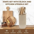 thumbnail image 3 of Kitchen Knife Set, Knife Sets with Block and 4 PCS Kitchen Utensils Set, 10-in-1 Cooking Utensils Set with Knife Set and Utensils Holder, Silicone Spatula Set for Kitchen (Khaki), 3 of 3
