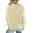 thumbnail image 2 of XFLWAM Womens Casual Hoodies Crew Neck Long Sleeve Sweatshirts With Pocket Lightweight Drawstring Pullover Tops Beige L, 2 of 6